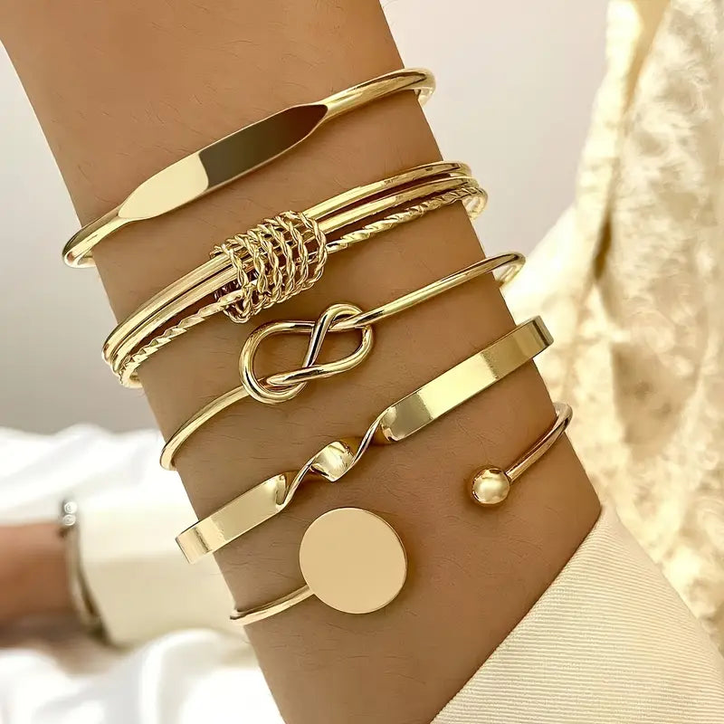 Knotted Elegance Bracelet Set | Golden