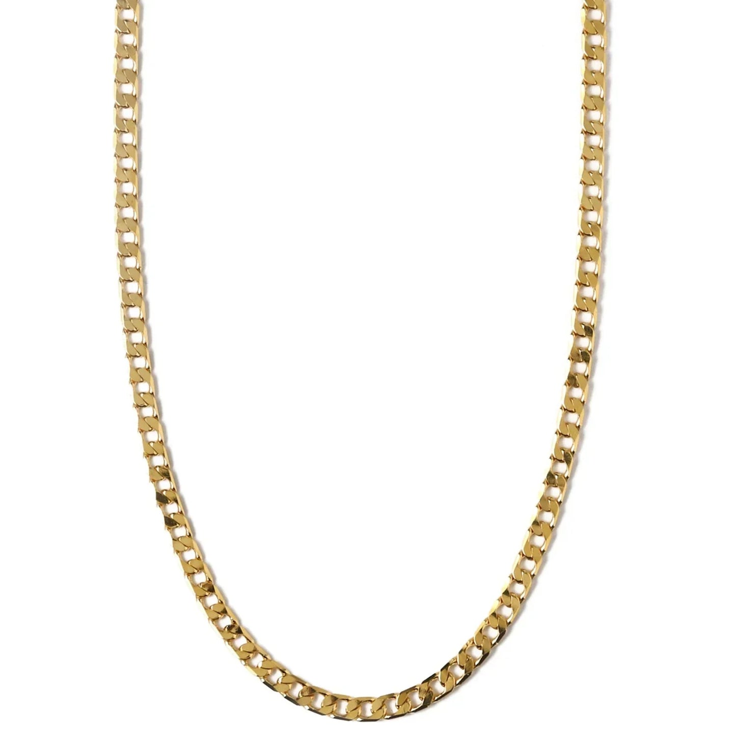 Flat Link Curb Chain Necklace | Golden