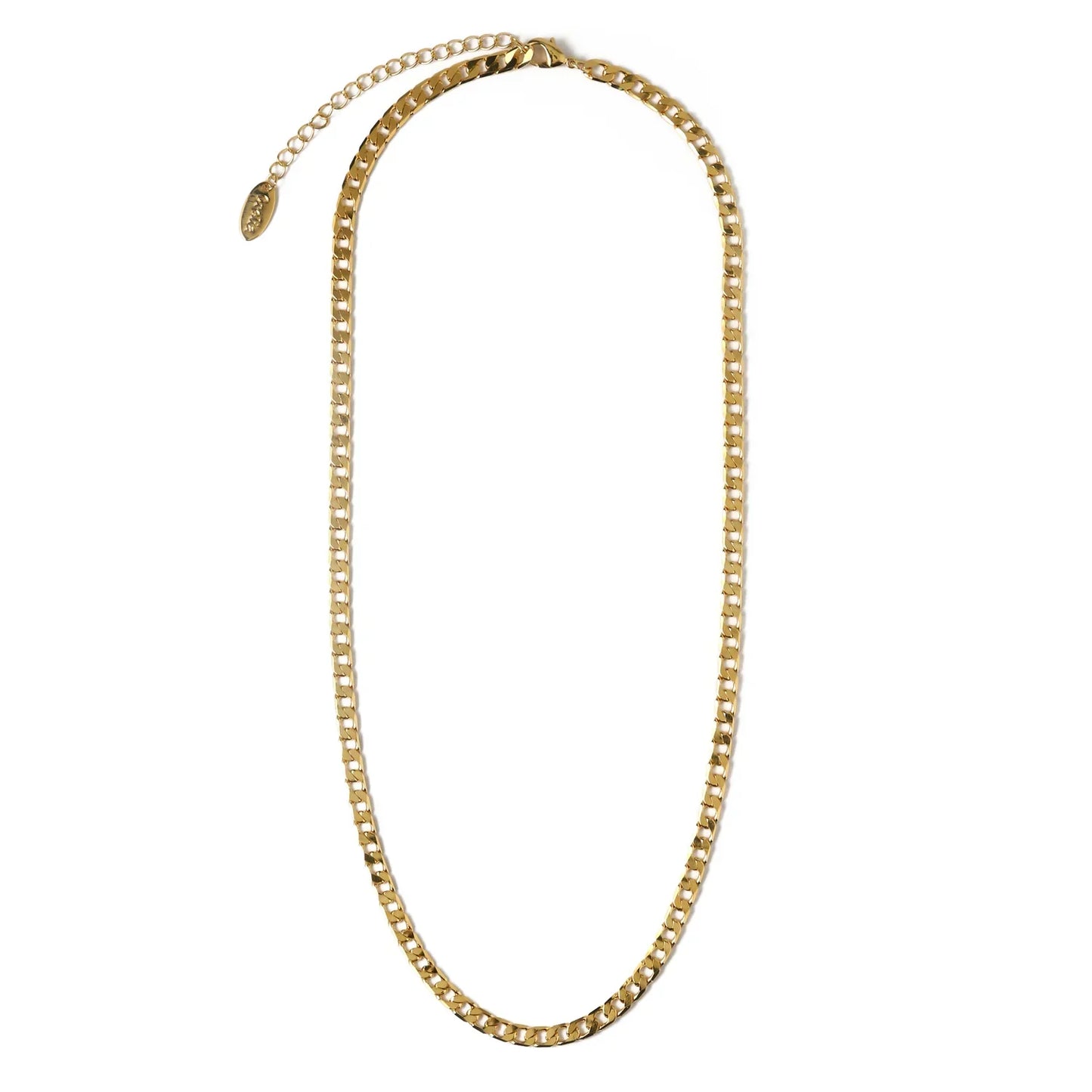 Flat Link Curb Chain Necklace | Golden
