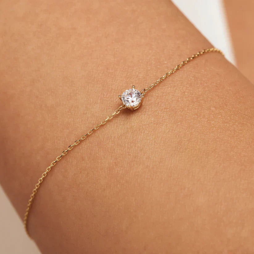 Cléa Moissanite Stone Bracelet | Golden