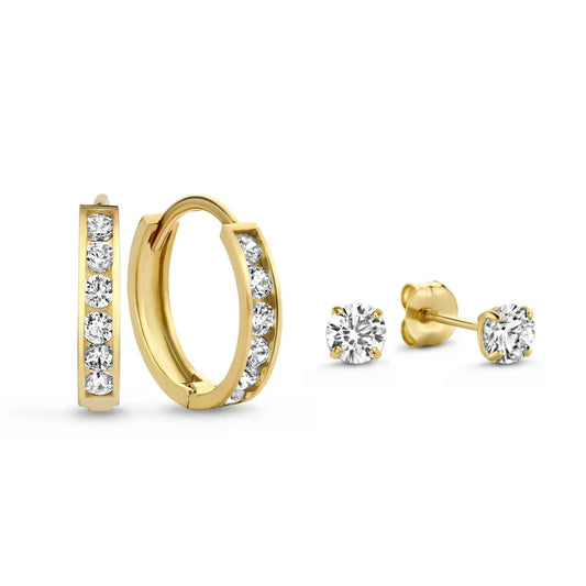 Dara Brillane Stone Earrings Set | Golden