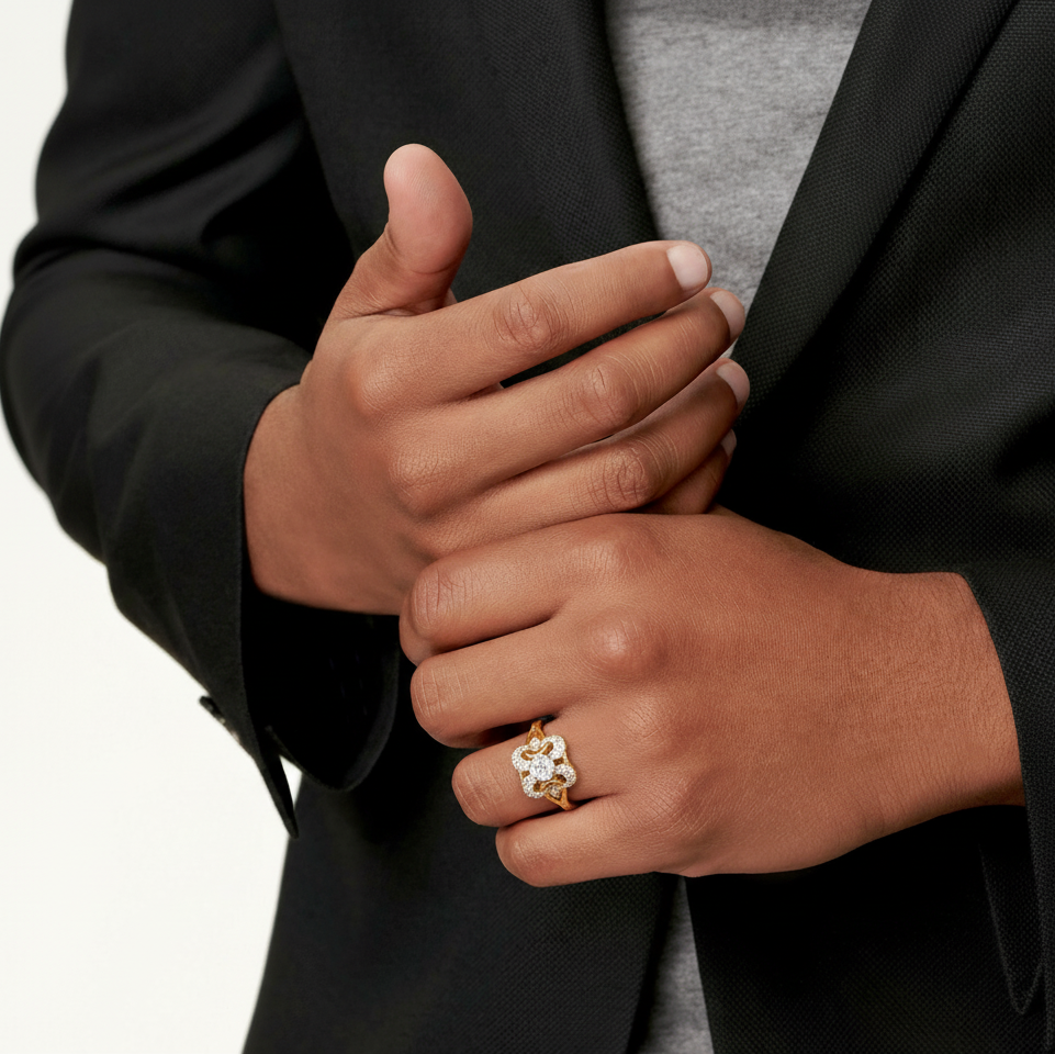 Vintage Gold Ring With Cubic Zirconia