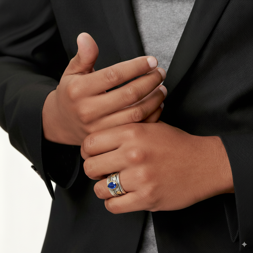 Vintage Sapphire Blue Ring In Silver