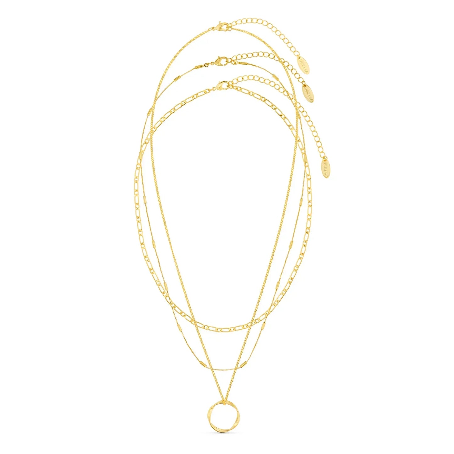 Open Circle Three Row Necklace | Golden