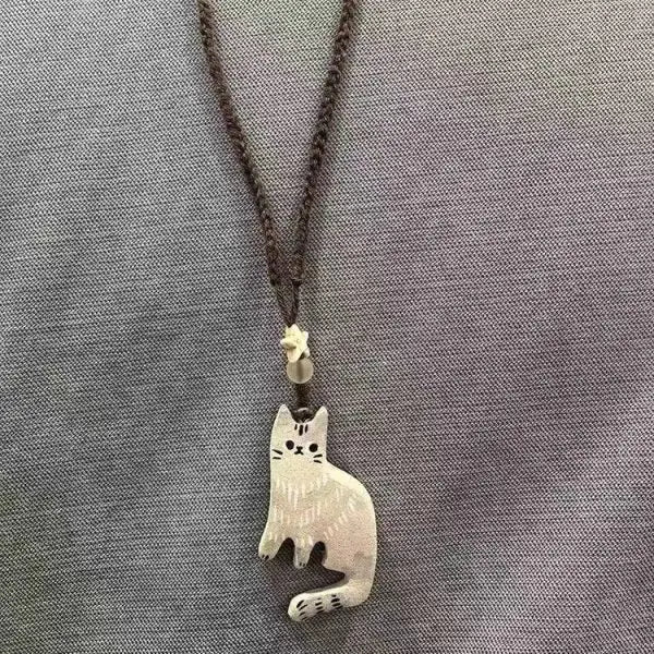 Vintage Cat Star Pendant Necklace