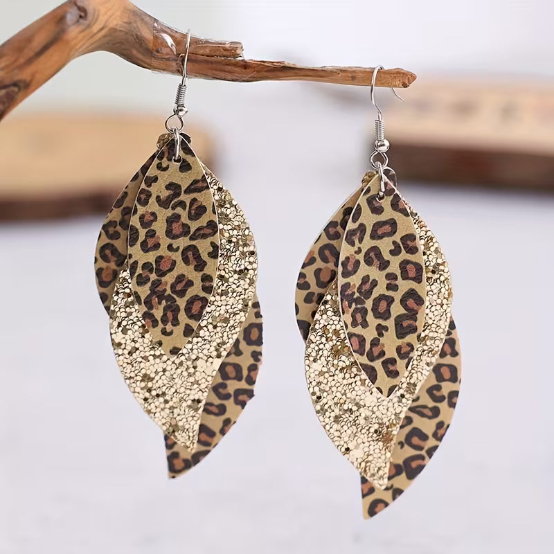 Vintage Leopard Style Drop Earrings