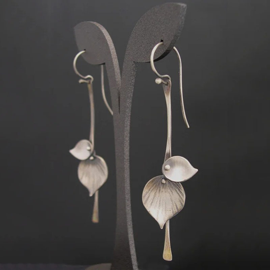 Vintage Leaf Silver Earrings