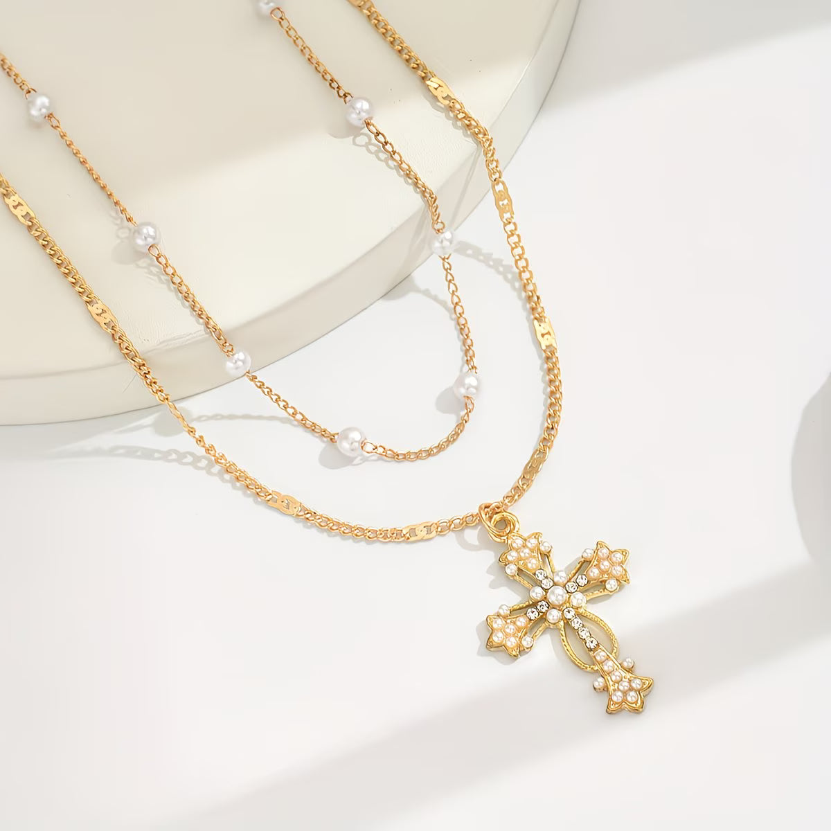 Multi-Layer Cross Pendant Necklace