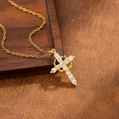Crown Cross Titanium Steel Necklace