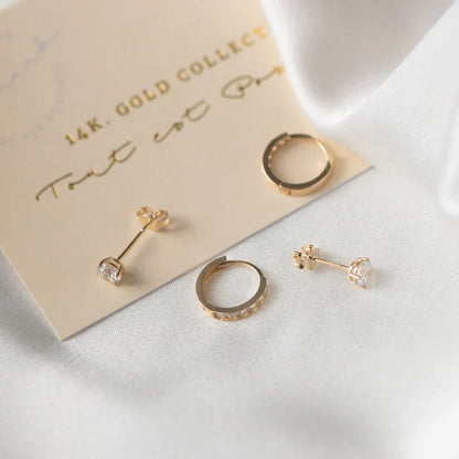 Dara Brillane Stone Earrings Set | Golden