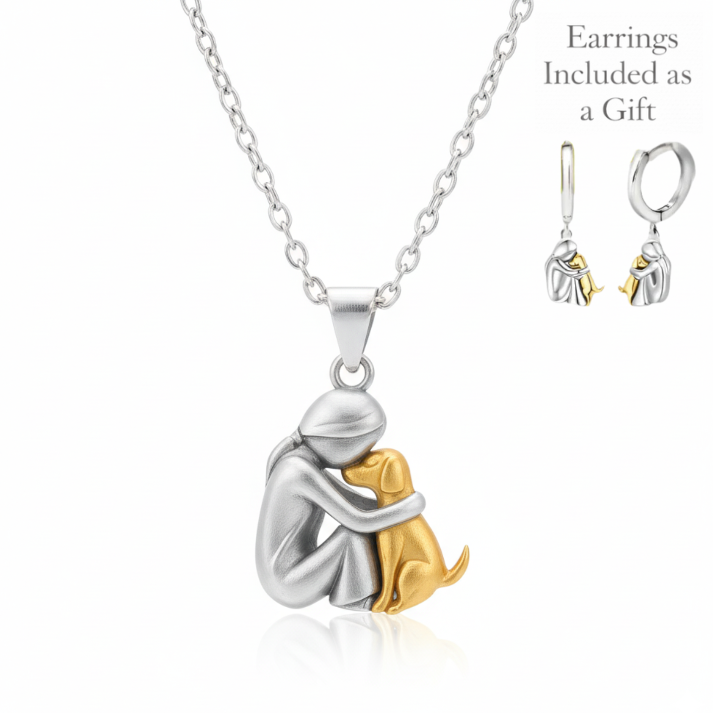 Hug Pendant Necklace + Free Earrings | 80% Limited Time Offer