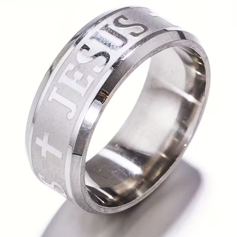 Men's Stainless Steel Jesus Cross Ring