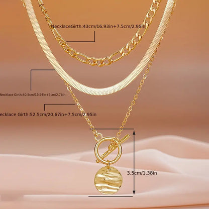 Savira Textured Coin Layered Necklace | Golden