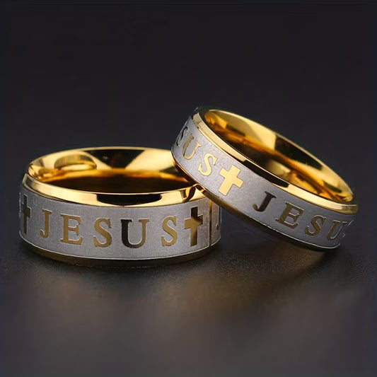 Men's Stainless Steel Jesus Cross Ring