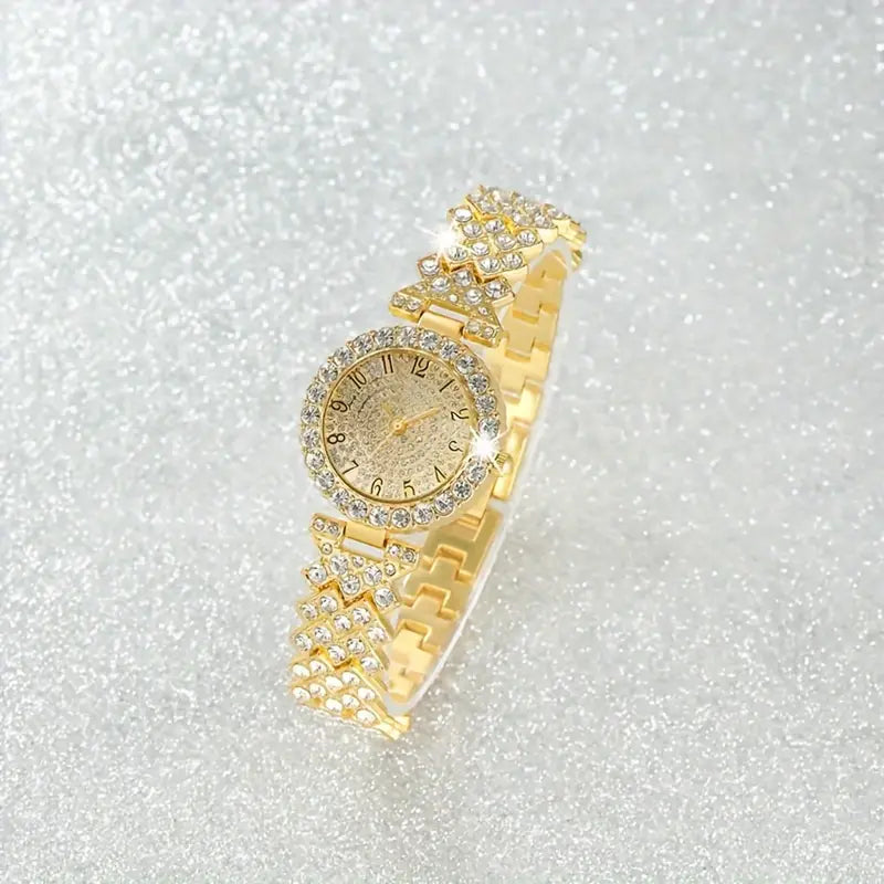 Luxe Radiance Gold Watch & Bracelet Set | Golden