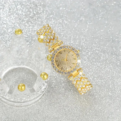 Luxe Radiance Gold Watch & Bracelet Set | Golden