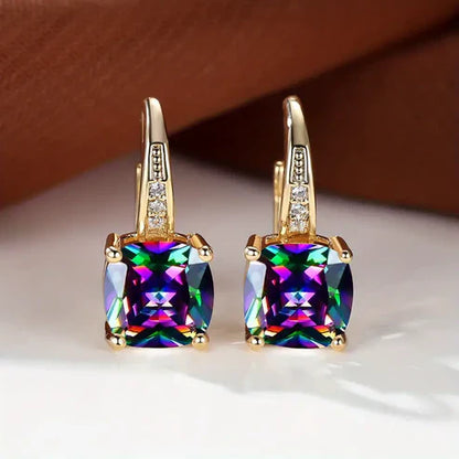 Mystic Stone Hoop Earrings | Gold