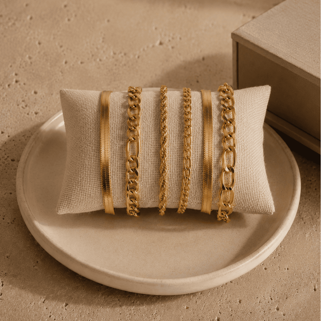Gold Chain Bracelet Set