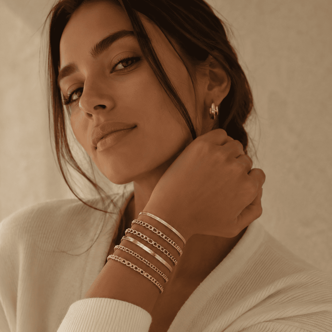Gold Chain Bracelet Set