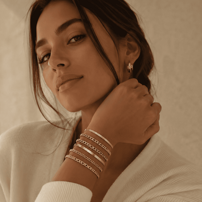 Gold Chain Bracelet Set