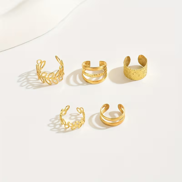 5-Piece Vintage Gold Earring Set