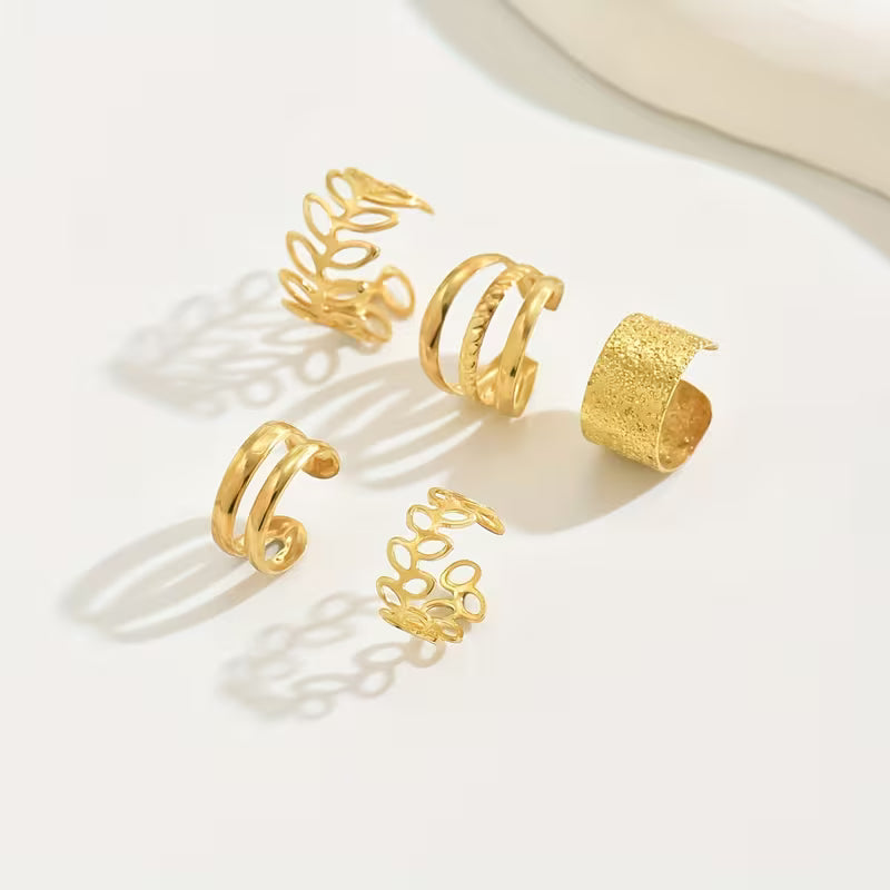 5-Piece Vintage Gold Earring Set