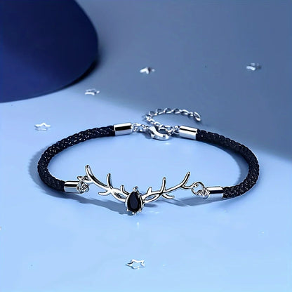 Deer Horn Heart Bracelet with Zircon