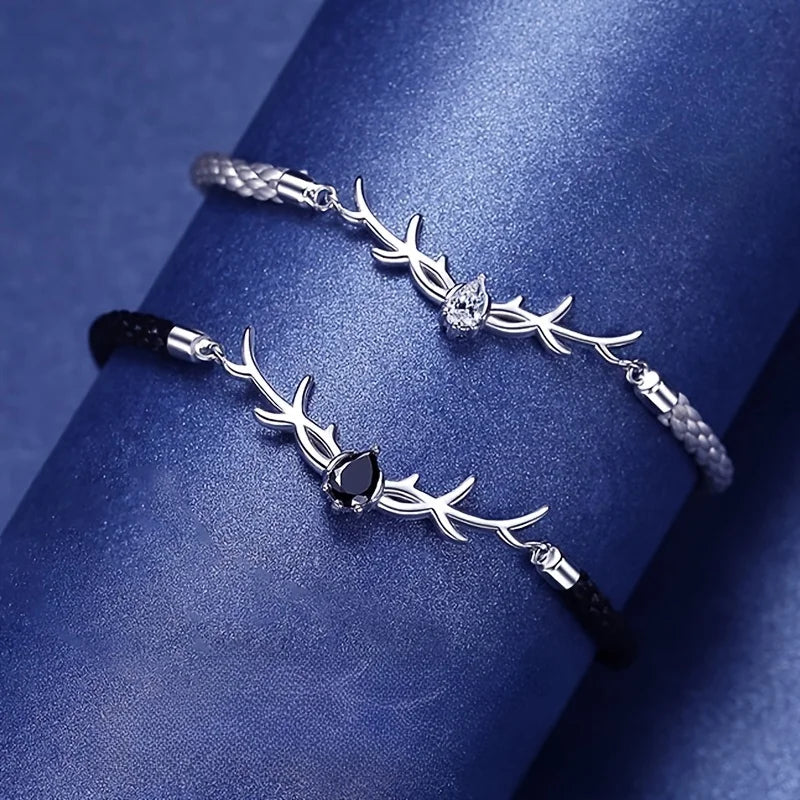 Deer Horn Heart Bracelet with Zircon