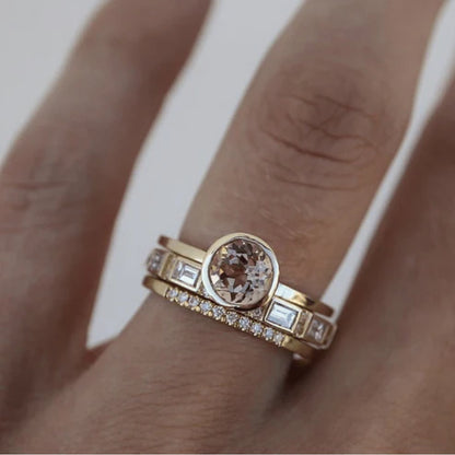 Vintage Ring With Golden Cubic Zirconia