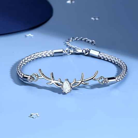Deer Horn Heart Bracelet with Zircon
