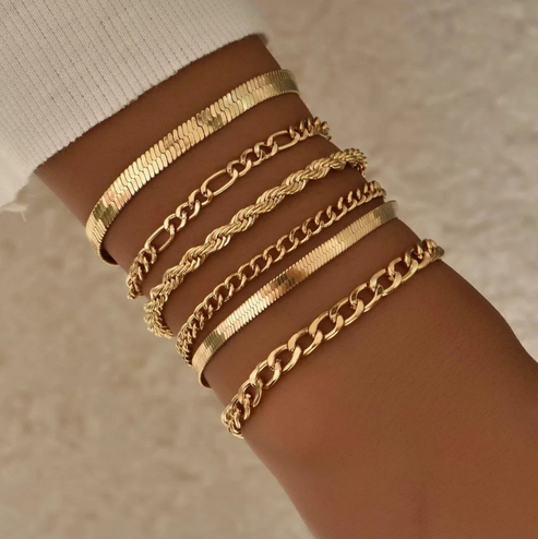 Gold Chain Bracelet Set