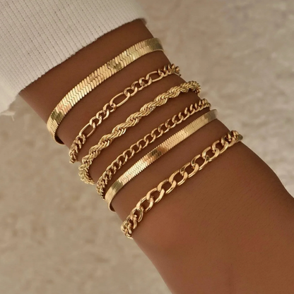 Gold Chain Bracelet Set