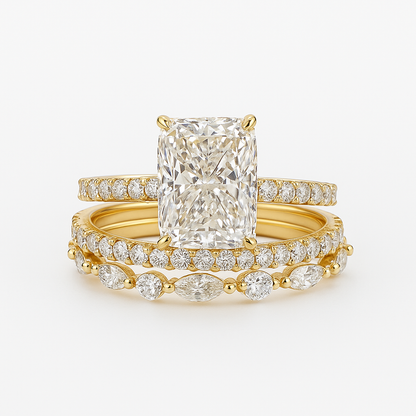 Jaily 3PC Wedding Ring Set | Golden