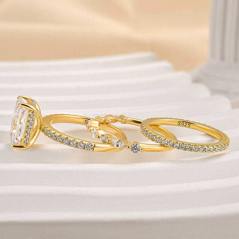 Jaily 3PC Wedding Ring Set | Golden