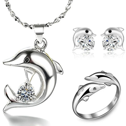 Sterling Silver Dolphin Jewelry Set