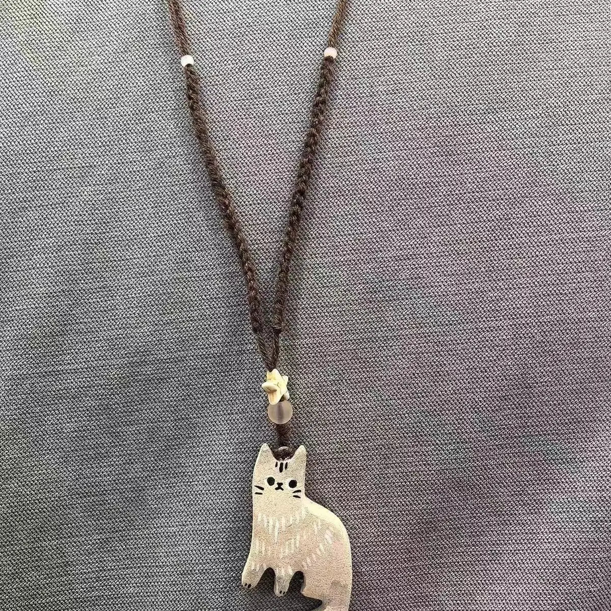 Vintage Cat Star Pendant Necklace