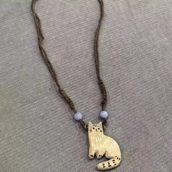 Vintage Cat Star Pendant Necklace