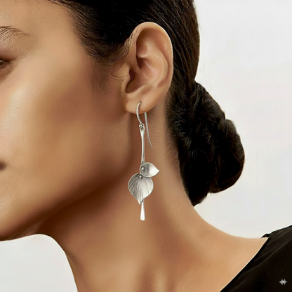 Vintage Leaf Silver Earrings