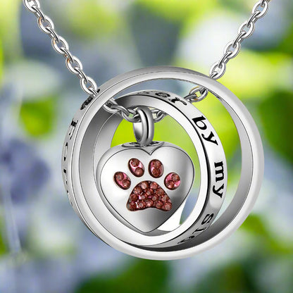 "No Longer By My Side, Forever In My Heart" – Stainless Steel Urn Paw Necklace