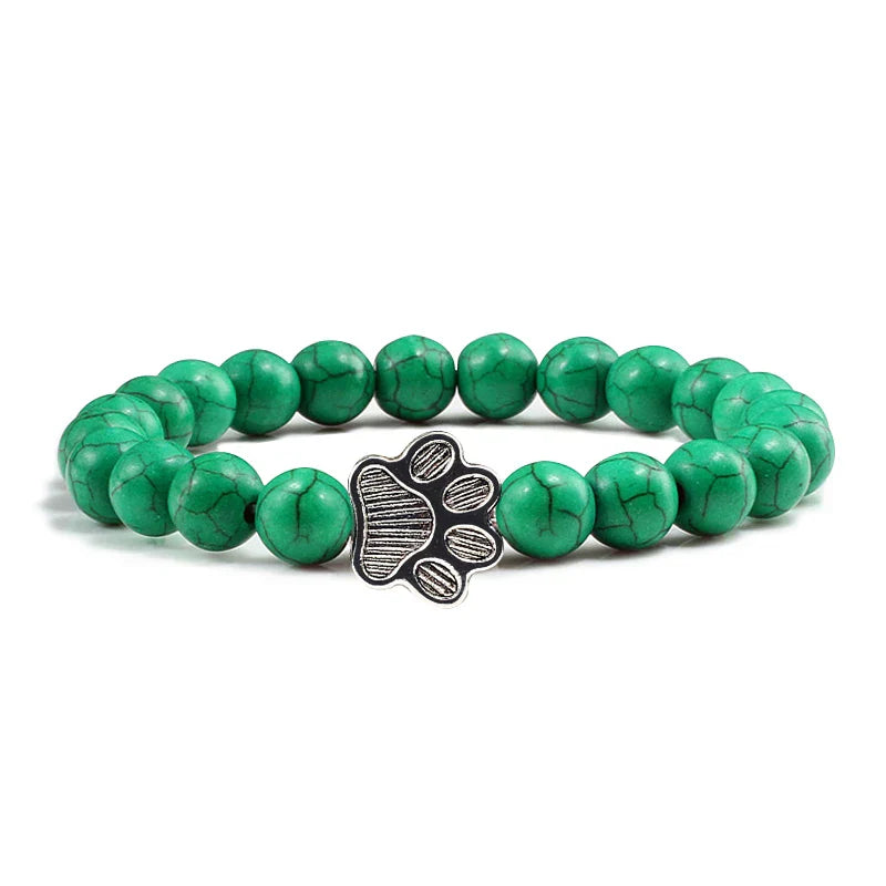 Beaded Paw Bracelet – Natural Stone Design