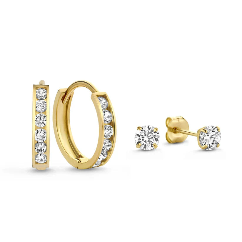 Dara Brillane Stone Earrings Set | Golden