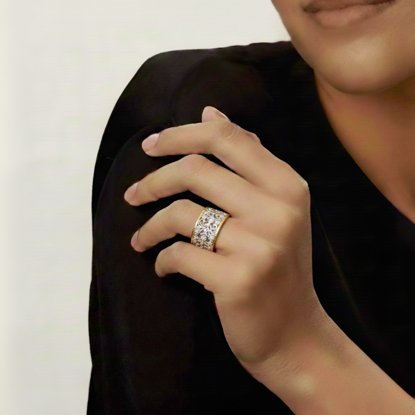 Vintage Ivy Ring With Crystal And Gold