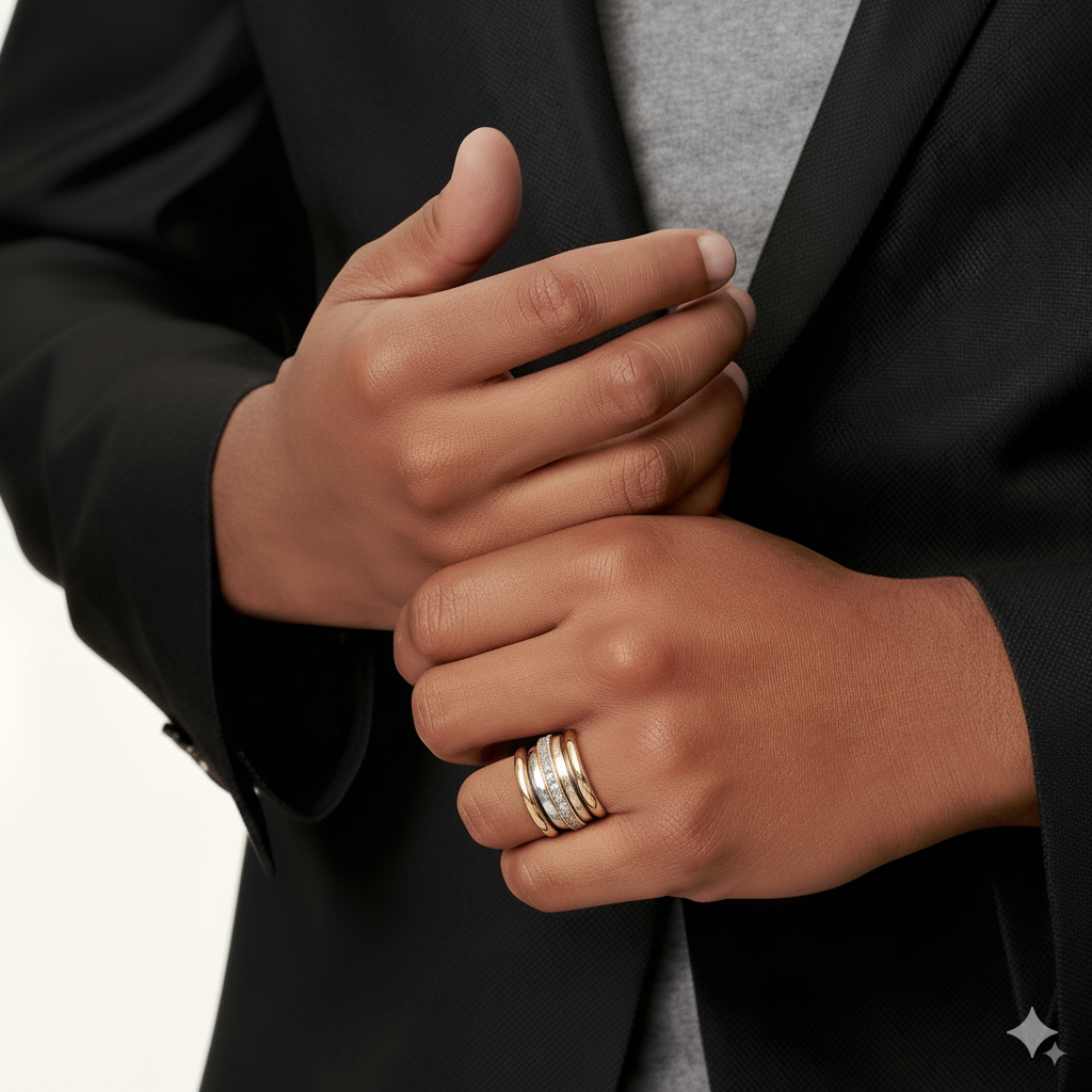 Vintage Thick Gold And Silver Ring