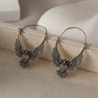 Vintage Bohemian Owl Statement Earrings