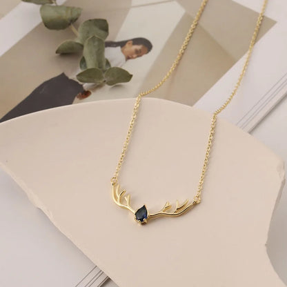 Deer Antler Necklace with Delicate Heart Charm