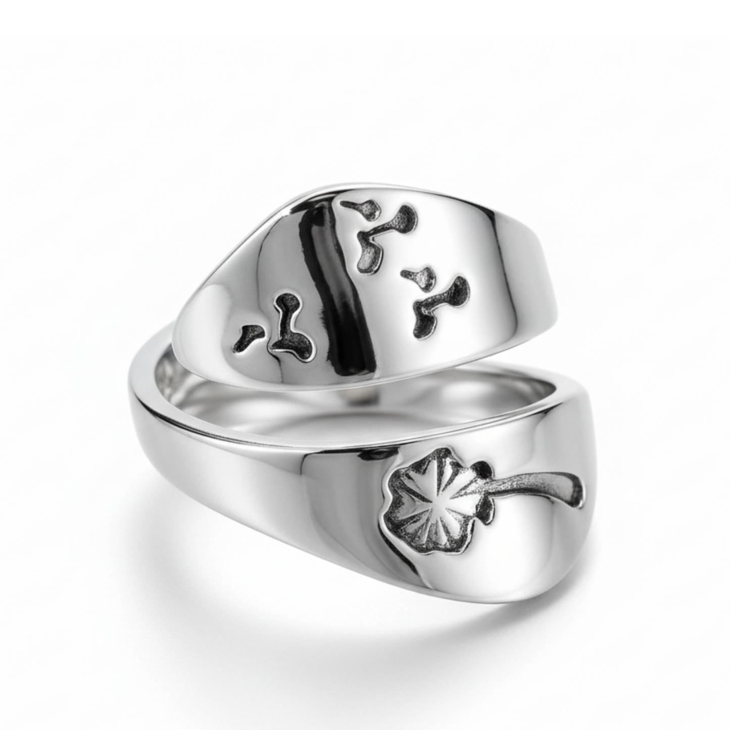 Adjustable Dandelion Ring In Silver