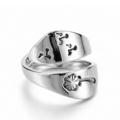 Adjustable Dandelion Ring In Silver