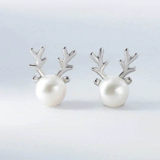 Reindeer Pearl Stud Earrings