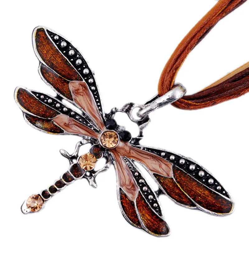 Crystal Dragonfly Pendant Necklace