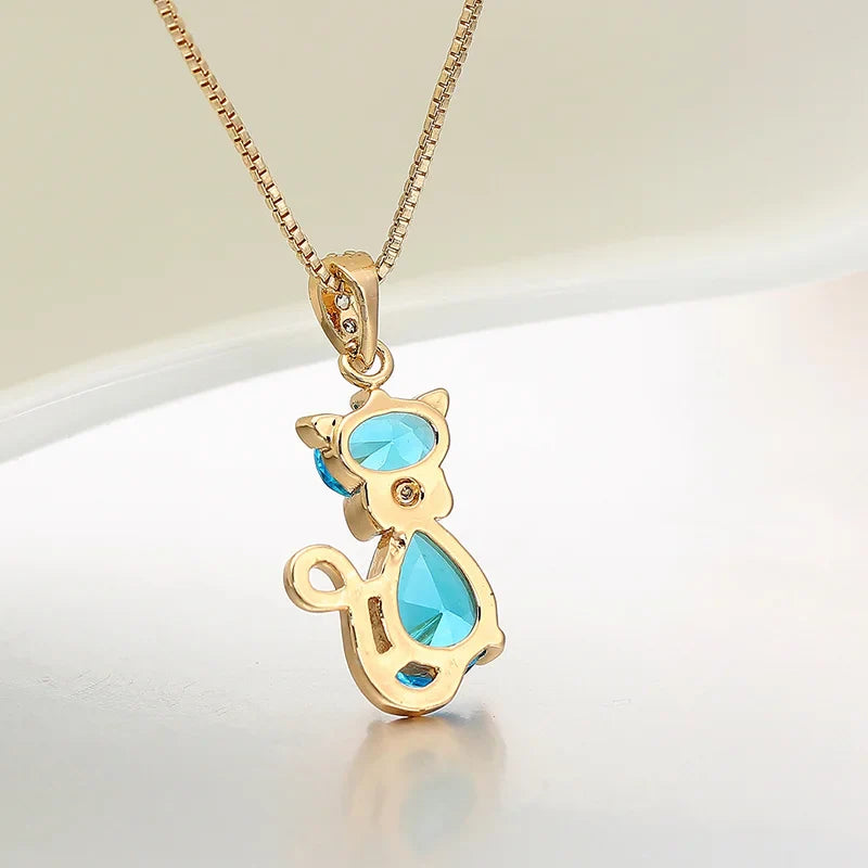 Crystal Cat Pendant Necklace
